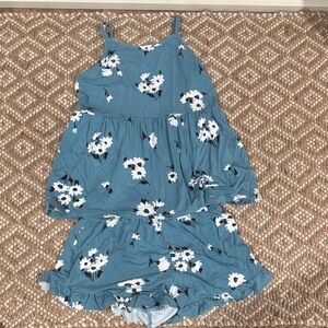 Rumi + Ryder Floral Blue Sleeveless Top and Shorts Set    Girls Size - M 8-10